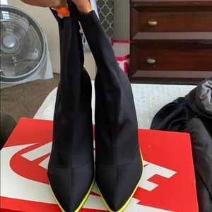 Black with a strip of neon yellow